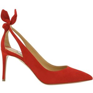 Aquazzura, Schoenen, Dames, Rood, 38 EU, Leer, Rode Leren Strik Pumps