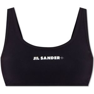 Jil Sander, Badkleding, Dames, Zwart, S, Bikini top met logo
