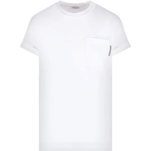 Brunello Cucinelli, Tops, Dames, Wit, S, Katoen, Witte T-shirts en Polos met Korte Mouwen