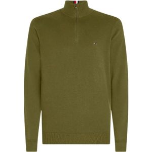 Tommy Hilfiger, Truien, Heren, Groen, S, Katoen, Heren Cashmere Blend Rits Hals Coltrui