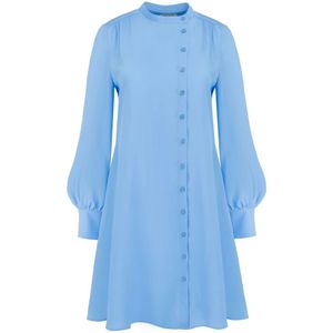 Jaaf, Kleedjes, Dames, Blauw, XL, Linnen, Asymmetrische zijden jurk in hemelsblauw
