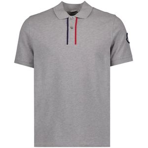 Moncler, Tops, Heren, Grijs, M, Katoen, Klassieke Logo Polo Shirt
