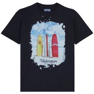 Vilebrequin, Tops, Heren, Blauw, L, Katoen, Heren Surf's Up Katoenen T-shirt