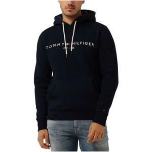Tommy Hilfiger, Sweatshirts & Hoodies, Heren, Blauw, S, Katoen, Heren Logo Hoody Sweater