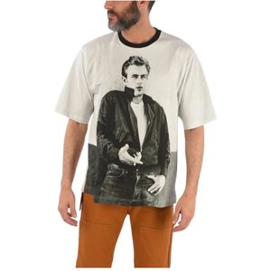 Dolce & Gabbana, Tops, Heren, Wit, S, Katoen, James Dean Print Katoenen T-shirt