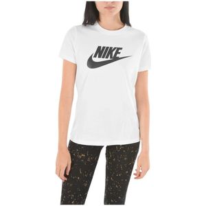 Nike, Casual Logo T-Shirt Wit, Dames, Maat:S