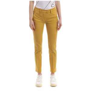 Dondup, Stretch Gabardine Perfecte Broek Geel, Dames, Maat:W30