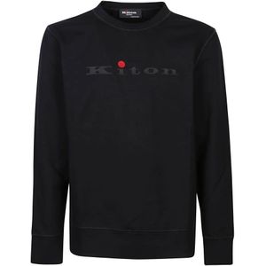 Kiton, Sweatshirts & Hoodies, Heren, Zwart, 2Xl, Zwart Ronde Hals Sweatshirt