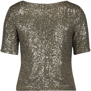 vera mont, Blouses & Shirts, Dames, Bruin, XL, Leer, Paillet Glitter Top