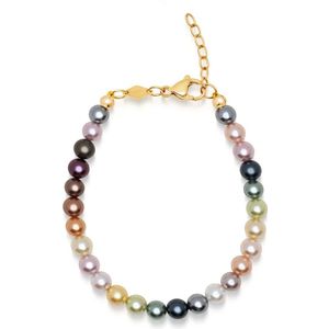 Nialaya, Women's Rainbow Pearl Bracelet Veelkleurig, Dames, Maat:M