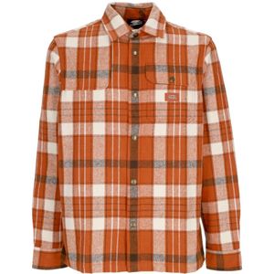 Dickies, Overhemden, Heren, Veelkleurig, S, Bruine Longsleeve Streetwear Shirt