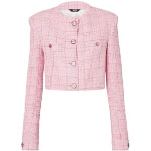 Gcds, Roze Tweed Kort Jack Roze, Dames, Maat:L