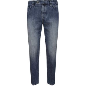 Incotex, Jeans, Heren, Blauw, W38, Katoen, Blauwe Jeans met Vijf Zakken