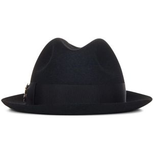 Elie Saab, Zwarte vilten Nila hoed met juweelmonogram Zwart, Dames, Maat:M