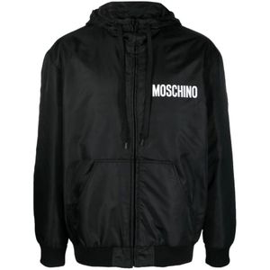 Moschino, Teddy Bear Gewatteerde Hoodie Zwart, Heren, Maat:L