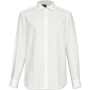 Emporio Armani, Overhemden, Heren, Wit, 3Xl, Katoen, Katoenen shirt met monogram