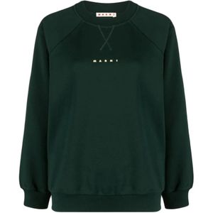 Marni, Sweatshirts & Hoodies, Dames, Groen, M, Groene Logo Sweatshirt