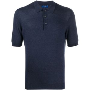 Barba, Tops, Heren, Blauw, 3Xl, Luxe Zijden Polo Shirt Gemaakt in Italië