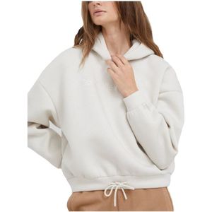 Calvin Klein, Sweatshirts & Hoodies, Dames, Beige, M, Polyester, Geborduurde Hoodie - Comfortabel en stijlvol