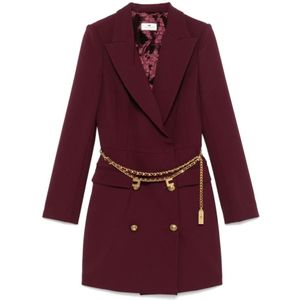 Elisabetta Franchi, Kleedjes, Dames, Rood, L, Rode Crepe Double-Breasted Jurk