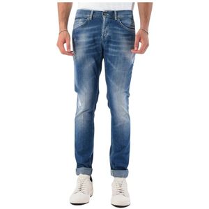 Dondup, Jeans, Heren, Blauw, W40, Katoen, Skinny Jeans met Metalen Logo