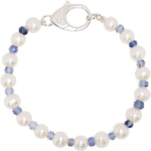 Hatton Labs, Navy Blue Pearl Sterling Zilveren Armband Wit, Dames, Maat:L