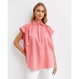 Ralph Lauren, Blouses & Shirts, Dames, Roze, XS, Linnen, Roze linnen overhemd