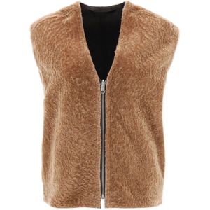 By Malene Birger, Omkeerbare Shearling Vest met Ritssluiting Bruin, Dames, Maat:S