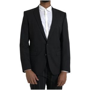 Dolce & Gabbana, Pakken, Heren, Zwart, M, Wol, Zwarte Slim Fit Martini Blazer Jas