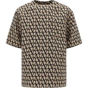 Valentino, Iconograaf Crewneck T-shirt Bruin, Heren, Maat:S