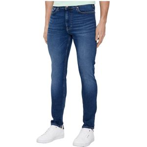 Tommy Jeans, Blauwe Heren Jeans Rits Knoopsluiting Blauw, Heren, Maat:W38 L32