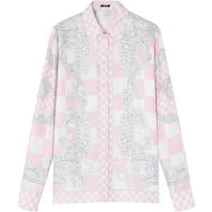Versace, Blouses & Shirts, Dames, Veelkleurig, M, Pastel Pink Formeel Overhemd
