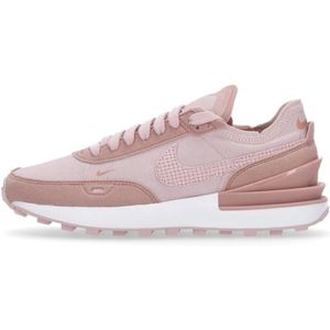 Nike, Sport, Dames, Roze, 36 1/2 EU, Suède, Roze Wafel Lage Sneaker met Leren Swoosh