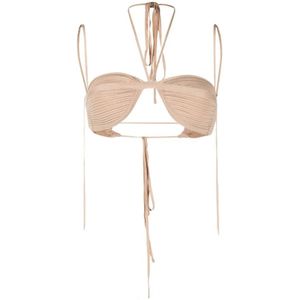 Andrea Adamo, Tops, Dames, Beige, S, Nude Geribbelde Bralette Top