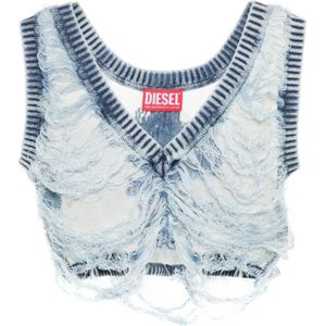 Diesel, Sleeveless Tops Blauw, Dames, Maat:M