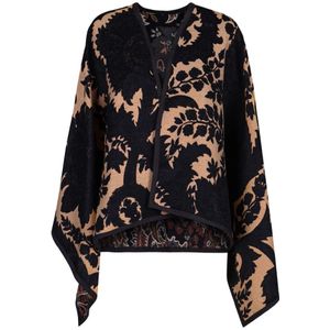 Etro, Jassen, Dames, Blauw, ONE Size, Katoen, Omkeerbare Bloemen Jacquard Cape