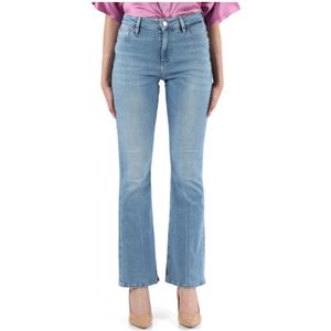 Guess, Jeans, Dames, Blauw, W31, Pailletten, Hoge Flare Jeans met Geborduurde Pailletten