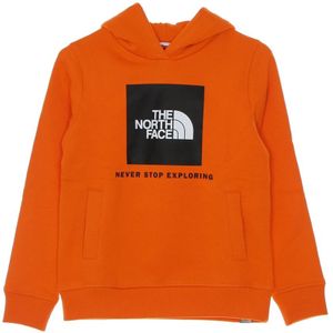 The North Face, Rood Oranje Box Pullover Hoodie Oranje, Heren, Maat:S