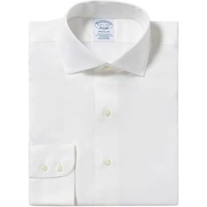 Brooks Brothers, Overhemden, Heren, Wit, XS, Katoen, Witte Regular-Fit Non-Iron Stretch Katoenen Overhemd met Engelse Spreidkraag