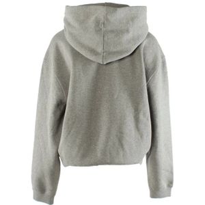 Moncler, Sweatshirts & Hoodies, Dames, Grijs, L, Katoen, Grijze Katoenen Trui voor Dames