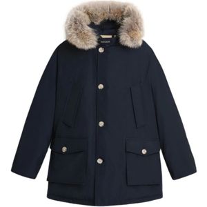 Woolrich, Arctic Parka DF Heren met Afneembare Bont Blauw, Dames, Maat:XL