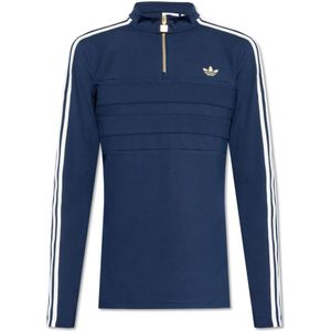 Adidas Originals, Sweatshirts & Hoodies, Heren, Blauw, XL, Sweatshirt met opstaande kraag en rits