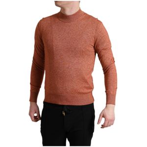 Dolce & Gabbana, Truien, Heren, Oranje, M, Round-neck Truien