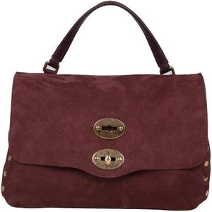 Zanellato, Tassen, Dames, Rood, ONE Size, Rode Nubuck Postman Tas met Twist Lock