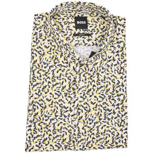 Hugo Boss, Overhemden, Heren, Veelkleurig, XL, Gele Casual Slim Fit Overhemd