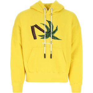Palm Angels, Sweatshirts & Hoodies, Heren, Geel, XS, Comfortabele en stijlvolle hoodie