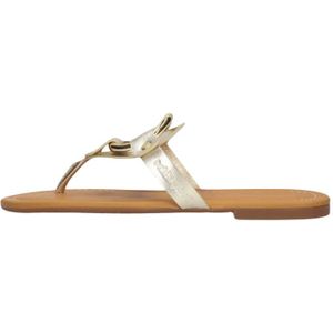 See by Chloé, Schoenen, Dames, Geel, 36 EU, Leer, Gouden Leren Zomer Sandalen Hana