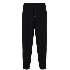 Emporio Armani, Broeken, Heren, Zwart, L, Katoen, Zwarte Katoenen Jogger Broek