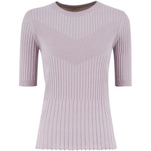 Panicale, Zijden Crew Neck Sweater Paars, Dames, Maat:M