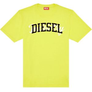 Diesel, Tops, Heren, Geel, 2Xs, Katoen, T-shirt with contrasting Diesel prints